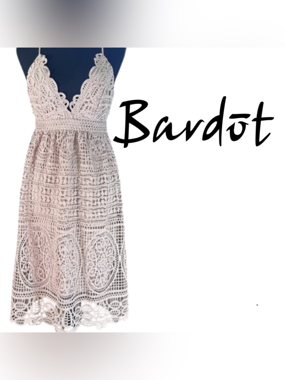 Bardot Blush Crochet Lace Backless Dress
